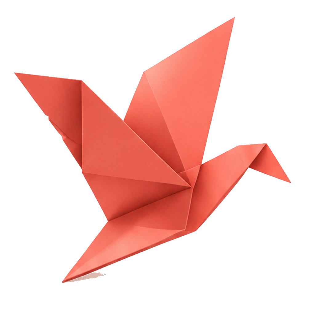 Red origami bird representing Become